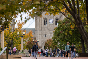 Students walking on Lowry Mall